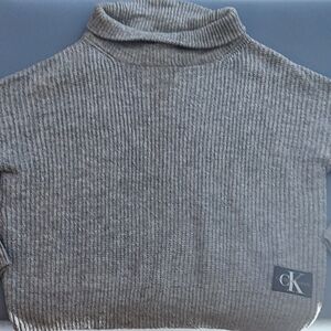 Calvin Klein Jeans Gray Ribbed Mock Neck Sweater Women’s XL